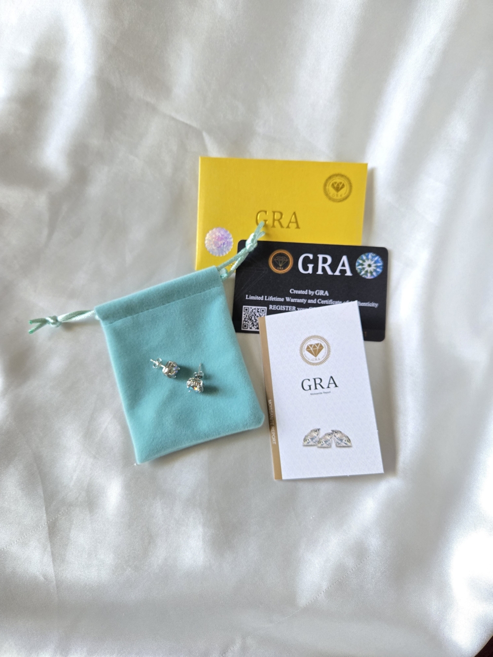 Moisanite 2 Carat Fantasy Blue Halo Stud Earrings With GRA Certification - Picture 8 of 8